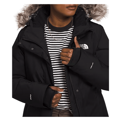 NORTHFACE WOMEN ARCTIC PARKA EVERYDAY JACKET - TNF BLK - FRONT INSIDE ZOOM VIEW WW