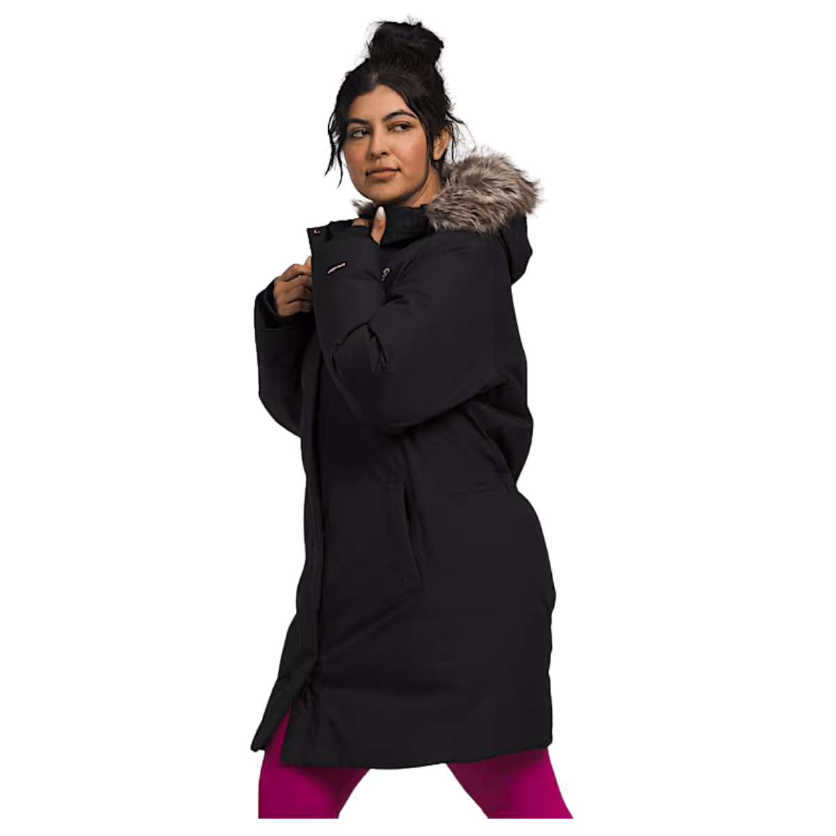 NORTHFACE WOMEN'S PLUS ARCTIC PARKA EVERYDAY JACKET - TNF BLACK - SIDE VIEW WW