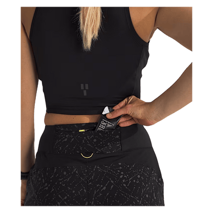 NORTHFACE WOMEN'S SUNRISER EXERCISE SHORT 4" W/ FLASHDRY TECHNOLOGY - TNF BLK WAIST VIEW
