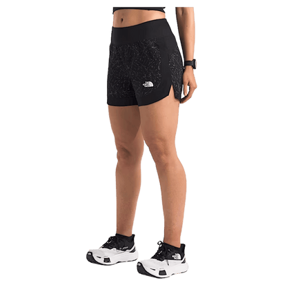 NORTHFACE WOMEN'S SUNRISER EXERCISE SHORT 4" W/ FLASHDRY TECHNOLOGY - TNF BLK - RIGHT SIDE WW