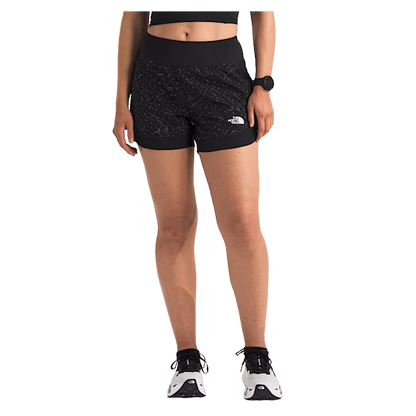 NORTHFACE WOMEN'S SUNRISER EXERCISE SHORT 4" W/ FLASHDRY TECHNOLOGY - TNFBLK - FRONT VIEW WW