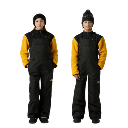 NORTHFACE TEEN FREEDOM INSULATED BIB - TNF BLACK WW FRONT AND BACK GIRLS AND BOYS