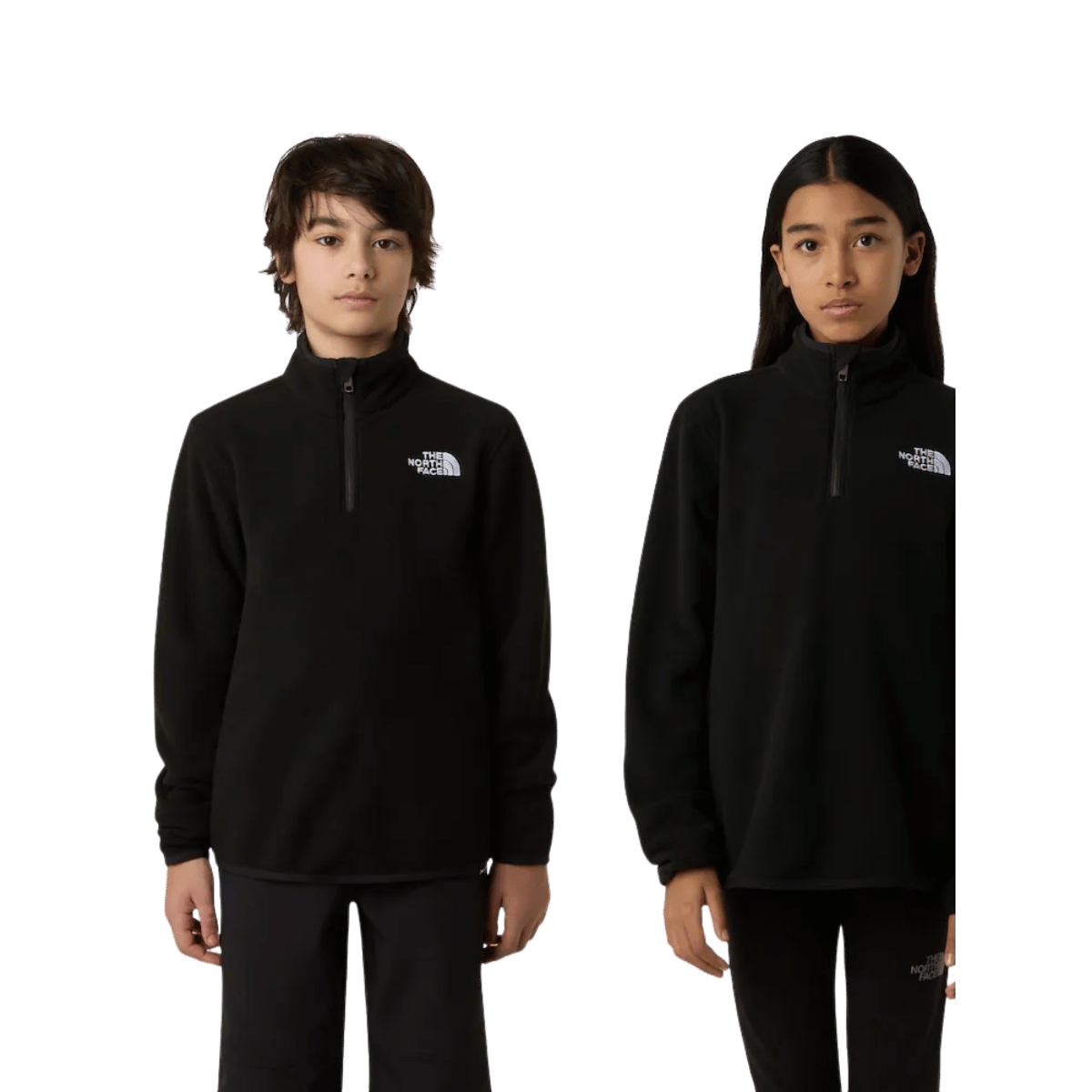 NORTHFACE TEEN GLACIER 1/4 ZIP PULLOVER - TNF BLACK WW FRONT