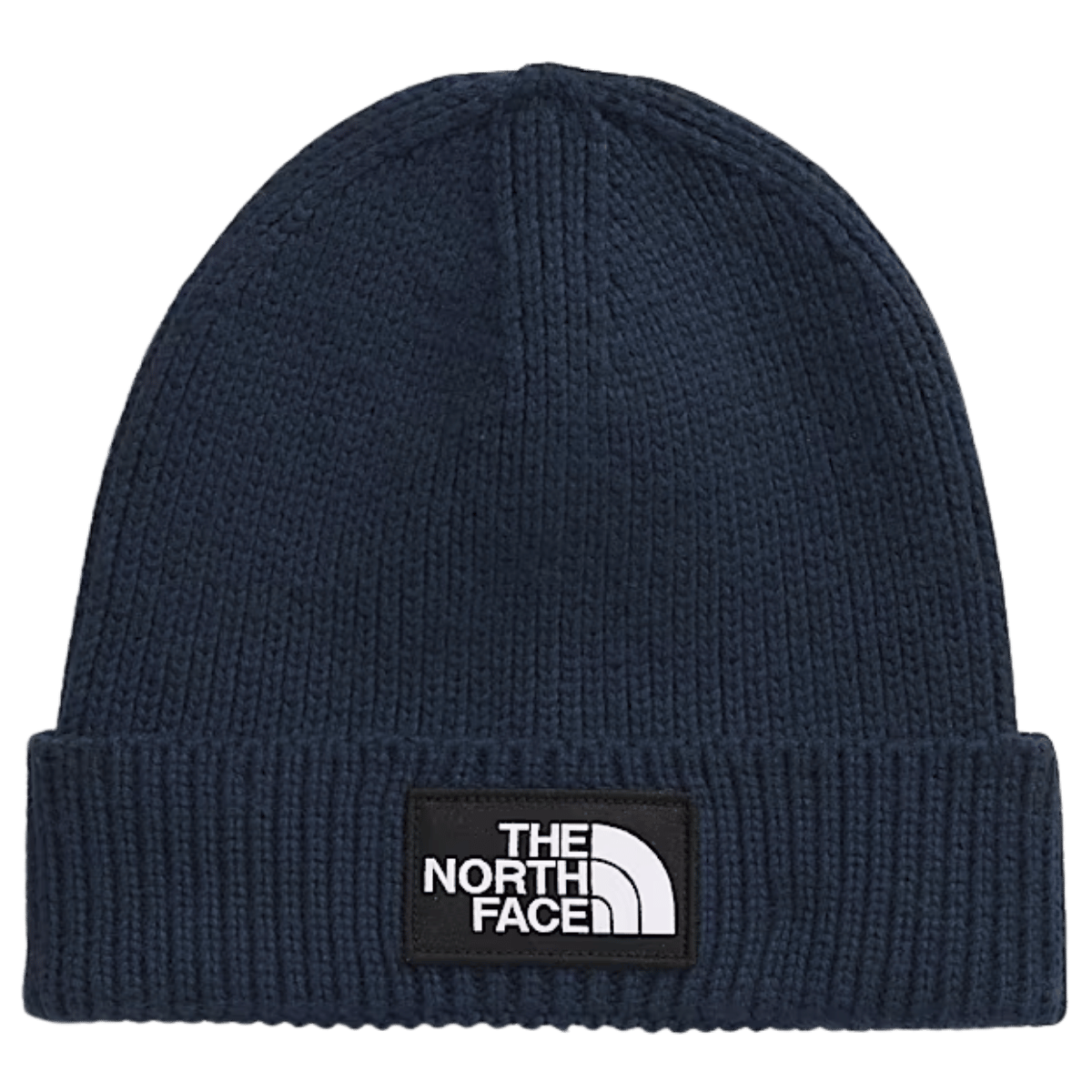 NORTHFACE TNF LOGO BOX CUFFED BEANIE - SUMMIT NAVY - FRONT VIEW 