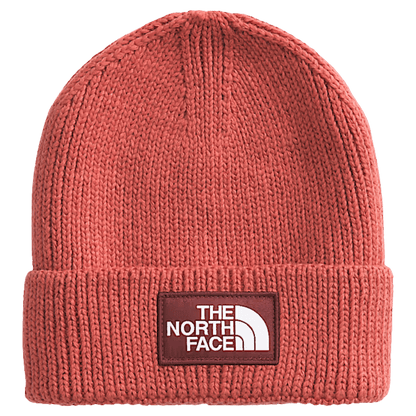 NORTHFACE TNF LOGO BOX CUFFED BEANIE - MARS DUST SUMAC - FRONT VIEW