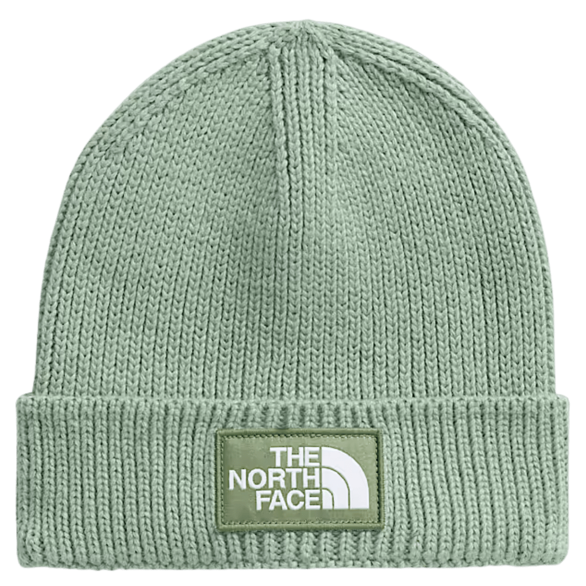 NORTHFACE TNF LOGO BOX CUFFED BEANIE - SLATE MOSS - FRONT VIEW 