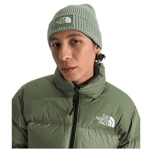 NORTHFACE TNF LOGO BOX CUFFED BEANIE - SLATE MOSS - FRONT VIEW WW