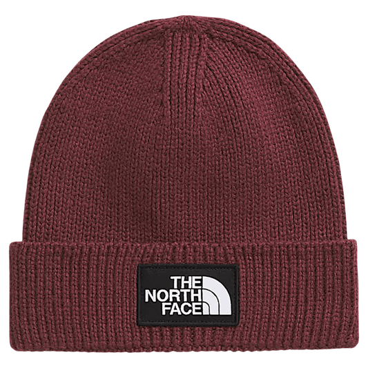 NORTHFACE TNF LOGO BOX CUFFED BEANIE - SUMAC - FRONT VIEW
