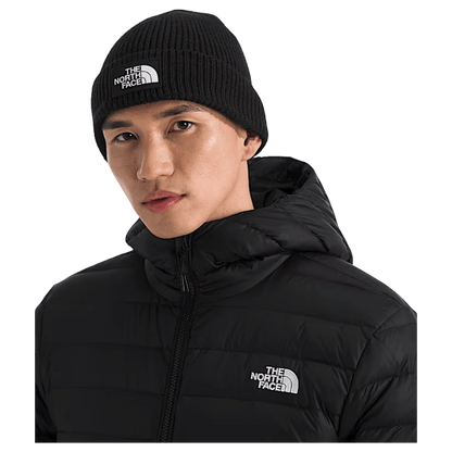 NORTHFACE TNF LOGO BOX CUFFED BEANIE - TNF BLK - FRONT VIEW WW