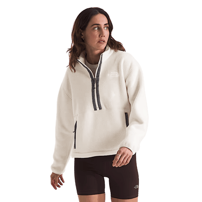 NORTHFACE WOMEN'S TNF FLEESKI 1/4 ZIP PULLOVER - WHITE DUNE WW FRONT
