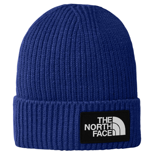 NORTHFACE KIDS TNF LOGO BOX CUFFED BEANIE - TNF BLUE - FRONT VIEW