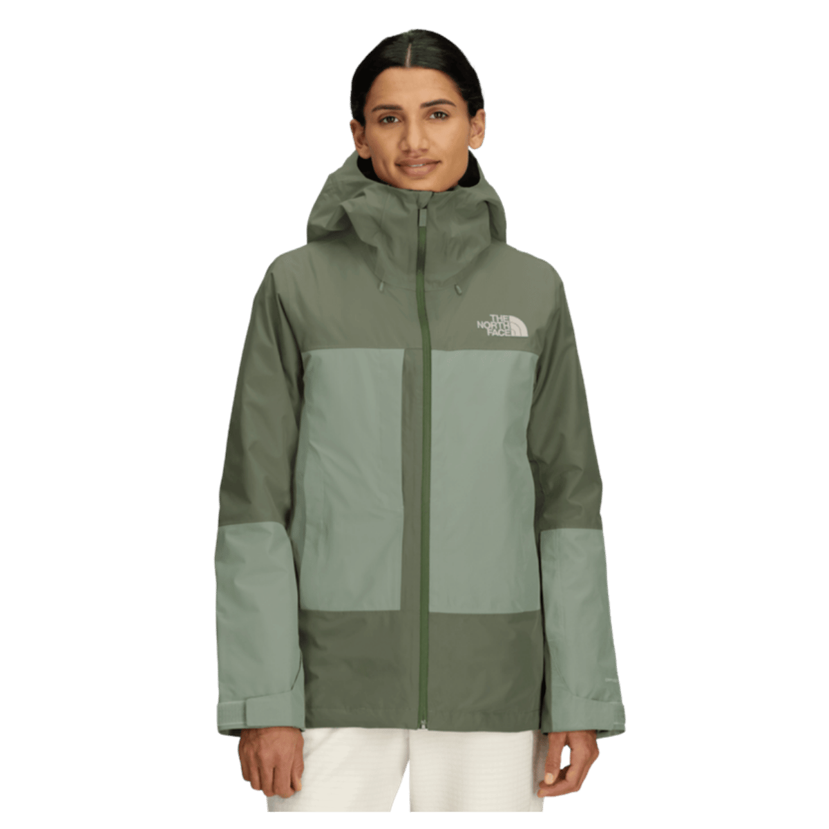 NORTHFACE WOMEN'S THERMOBALL SNOW TRICLIMATE JACKET DRIVENT SHELL - FRONT VIEW WW
