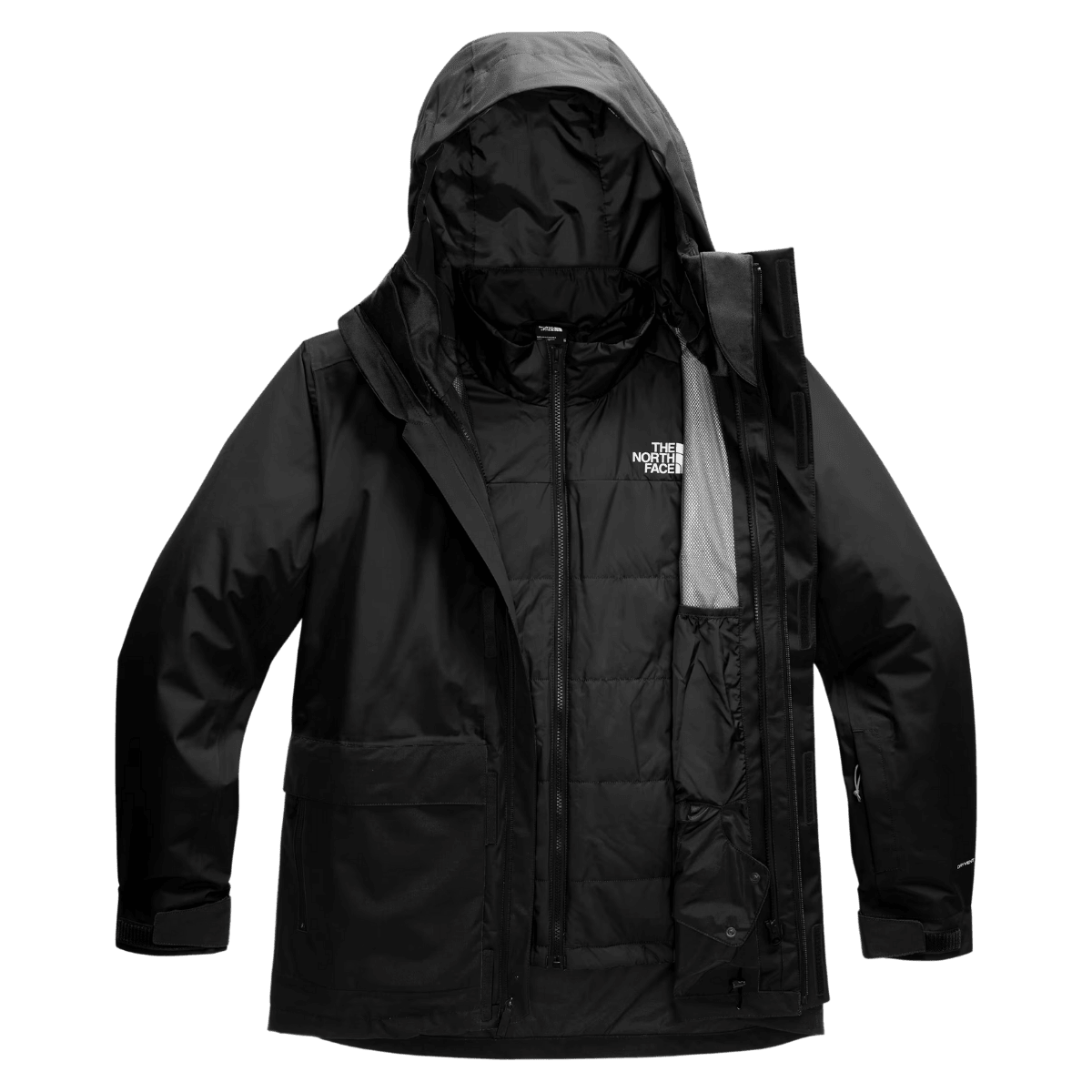 NORTHFACE MEN'S CLEMENT TRICLIMATE 3-IN-1 JACKET - TNF BLACK - FRONT AND INNER 