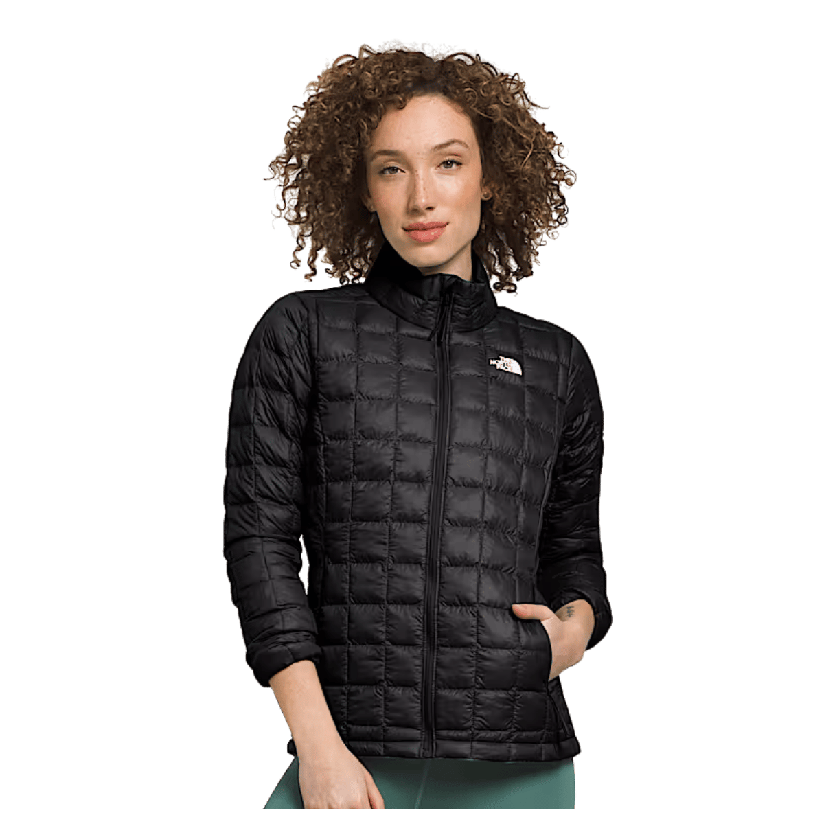 NORTHFACE WOMEN'S THERMOBALL ECO JACKET DWR FINISH - TNF BLACK - FRONT VIEW WW