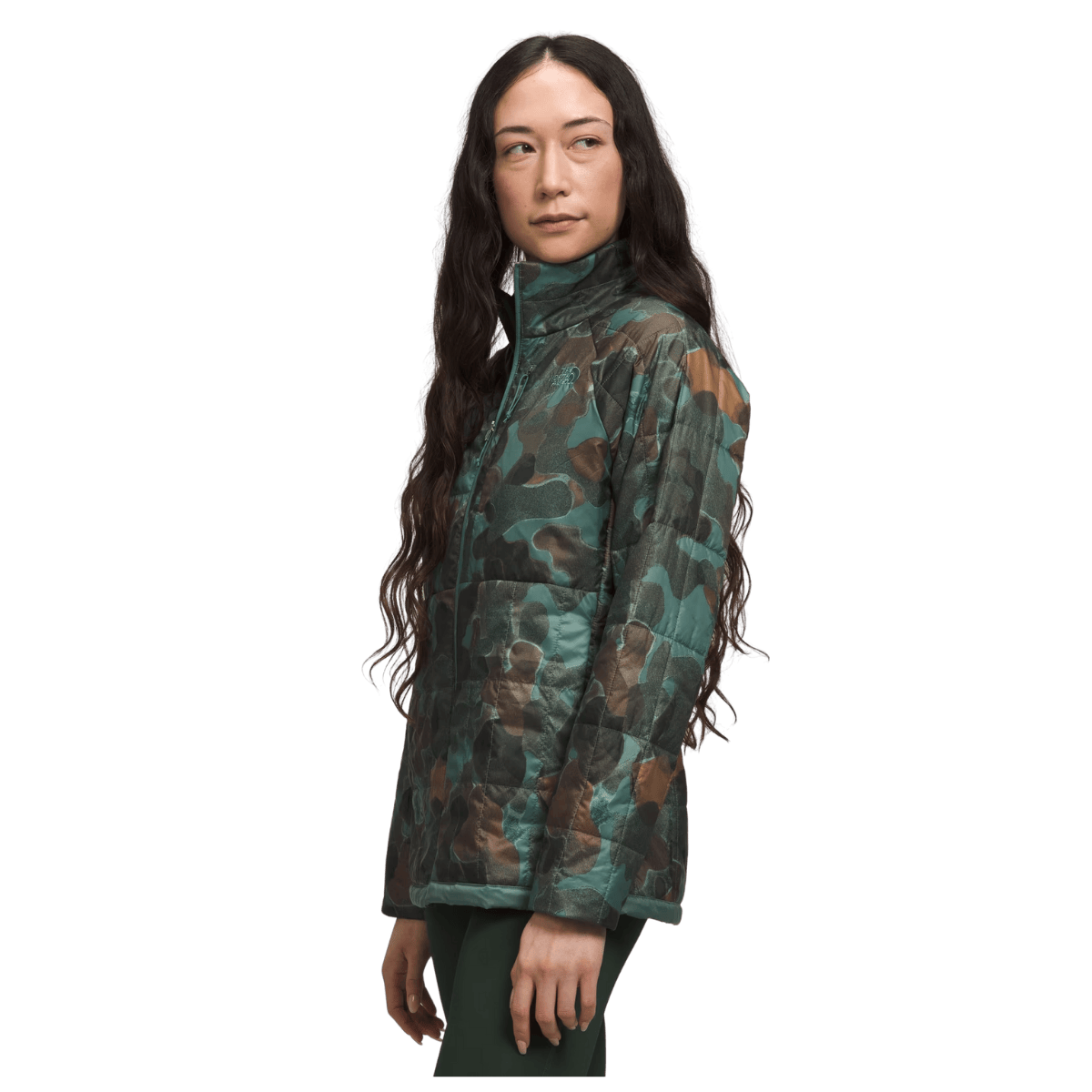 NORTHFACE WOMEN'S CIRCALOFT MOVEMENT JACKET - DARK SAGE CAMO  - SIDE VIEW WW