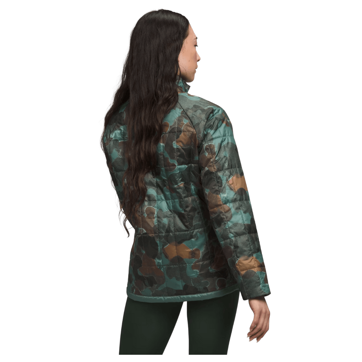 NORTHFACE WOMEN'S CIRCALOFT MOVEMENT JACKET - DARK SAGE CAMO - BACK VIEW WW