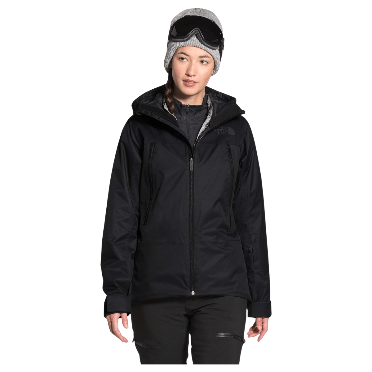 NORTHFACE WOMEN'S CLEMENTINE TRICLIMATE JACKET - BLK/MD GRAY HTHR - FRONT VIEW WW
