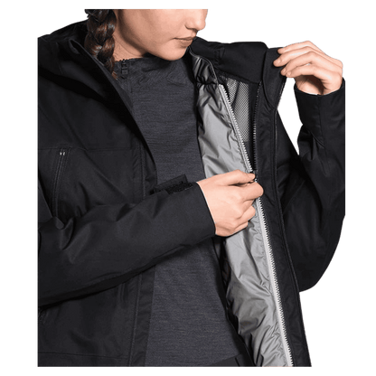 NORTHFACE WOMEN'S CLEMENTINE TRICLIMATE JACKET - BLK/MD GRAY HTHR - INNER ZIPPER
