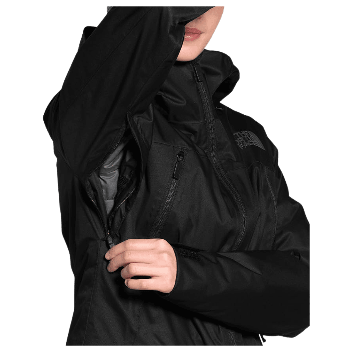 NORTHFACE WOMEN'S CLEMENTINE TRICLIMATE JACKET - BLK/MD GRAY HTHR - OUTER SIDE ZIPPER