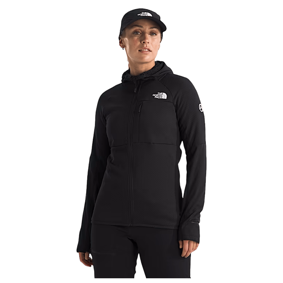 NORTHFACE WOMEN'S SUMMIT FUTUREFLEECE FULL-ZIP HOODIE - TNF BLACK - FRONT VIEW WW