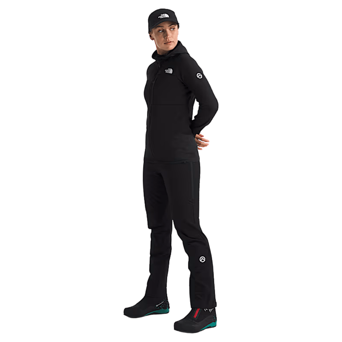 NORTHFACE WOMEN'S SUMMIT FUTUREFLEECE FULL-ZIP HOODIE - TNF BLACK - SIDE FULL VIEW 