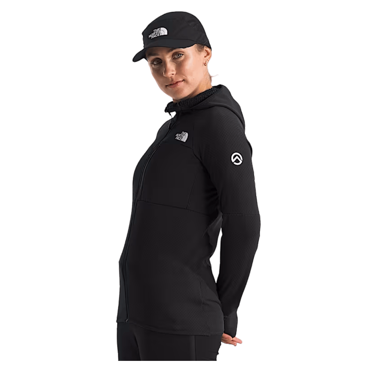 NORTHFACE WOMEN'S SUMMIT FUTUREFLEECE FULL-ZIP HOODIE - TNF BLACK - SIDE VIEW WW