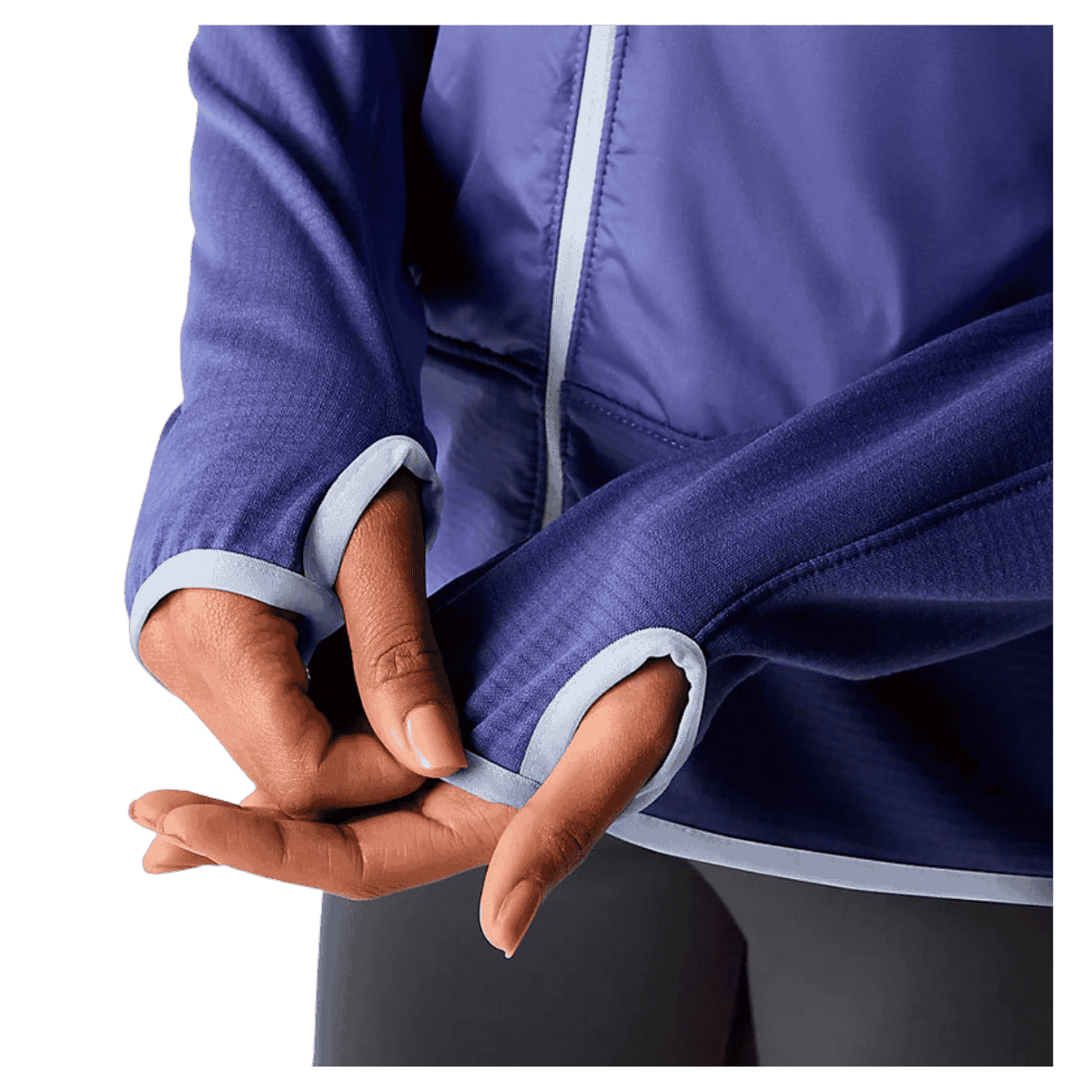 NORTHFACE WOMEN'S WINTER WARM PRO WINDWALL JACKET - CAVE BLUE - WRIST AND HAND