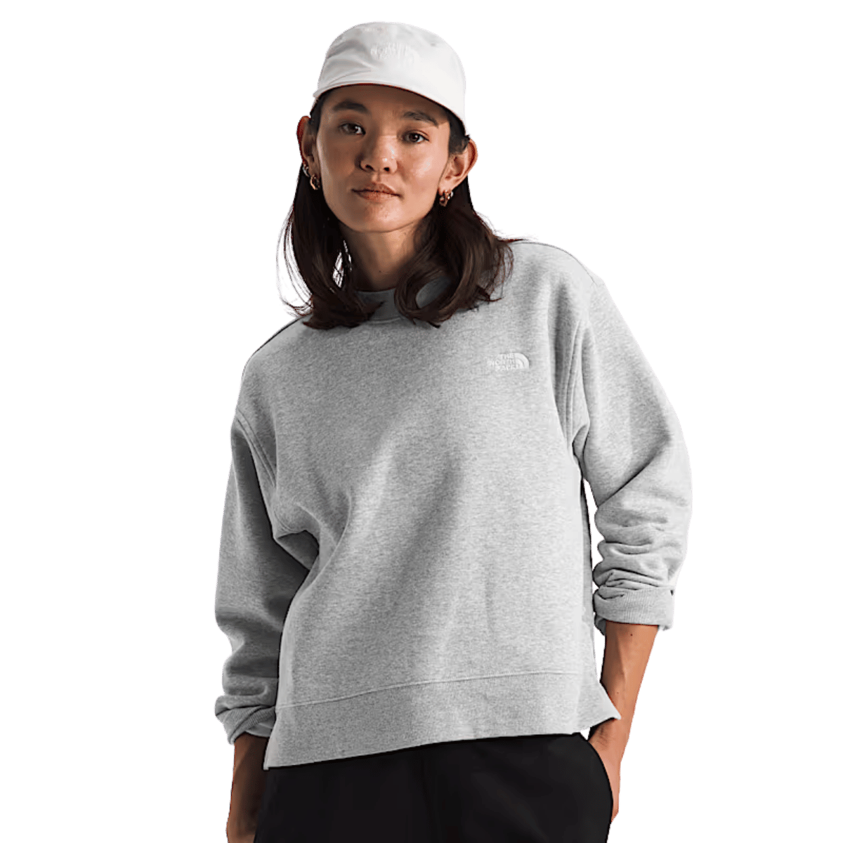 NORTHFACE WOMEN'S EVOLUTION FLEECE CREW - TNF LIGHT GREY HEATHER WW FRONT