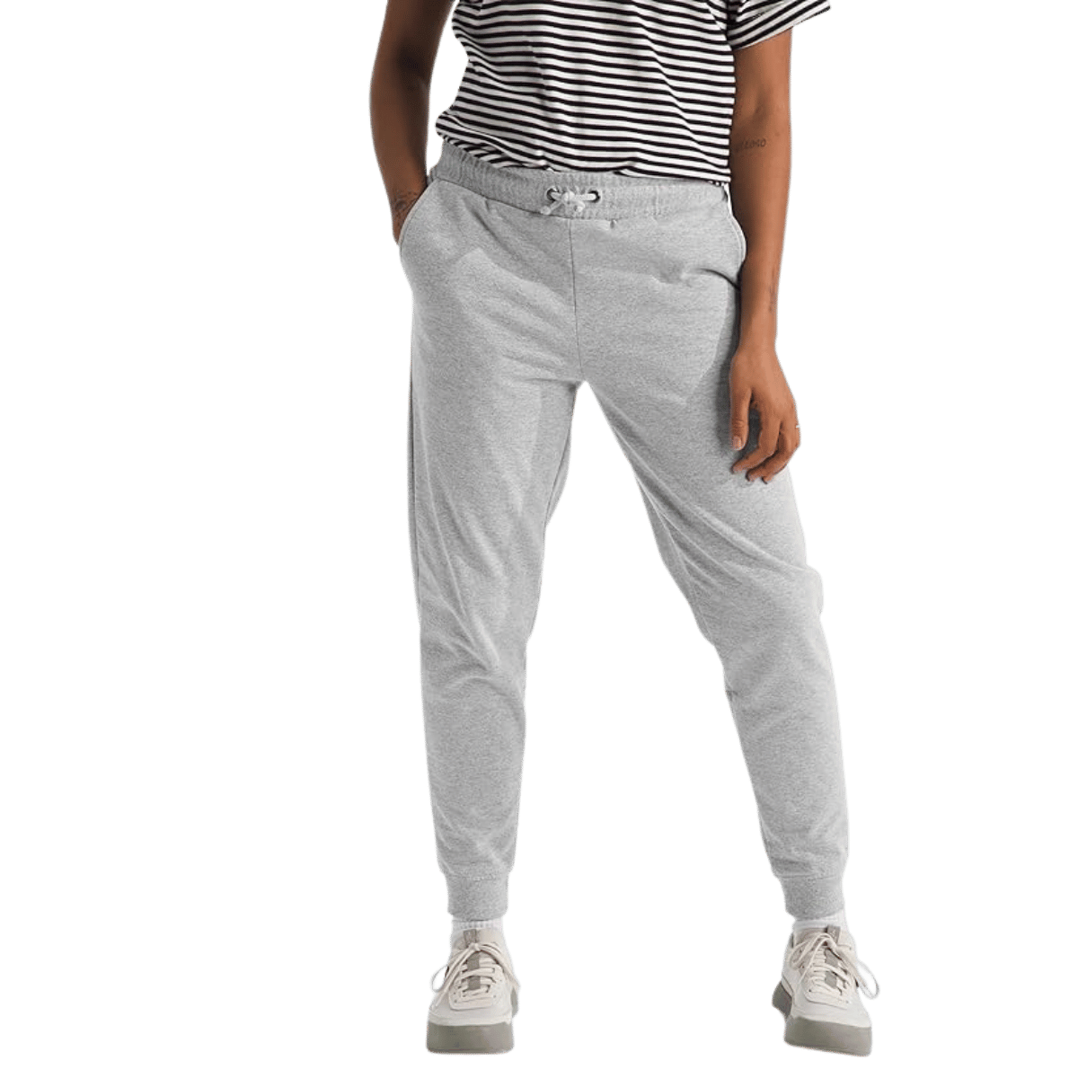 NORTHFACE WOMEN'S HERITAGE PATCH JOGGER - TNF LIGHT GREY HEATHER WW FRONT