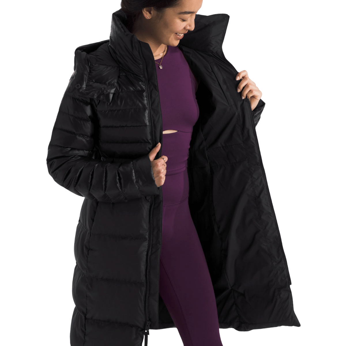 NORTHFACE WOMEN'S RUBY PARKA - TNF BLACK WW FRONT OPEN ANGLE