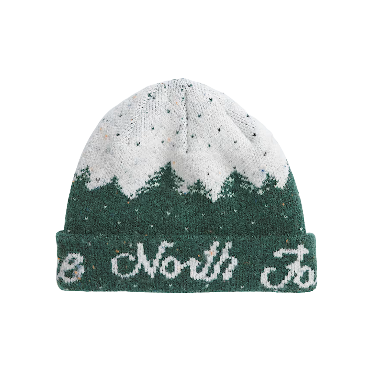 NORTHFACE_CABIN_MOUNTAINSCAPE_CLASSIC_FIT_BEANIE_HUNTER_GRN_FRONT