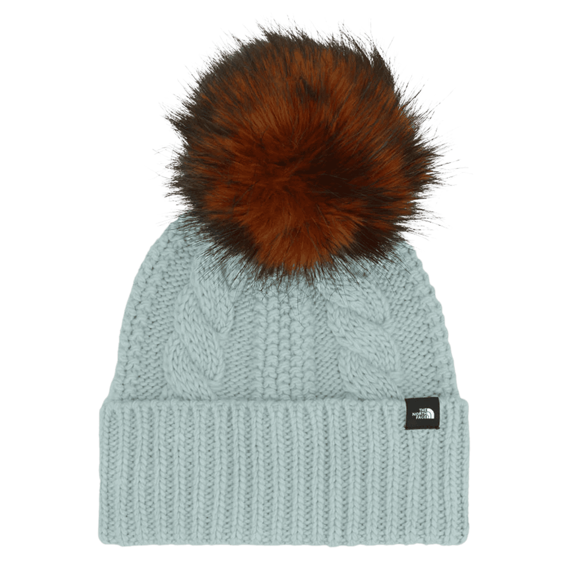 NORTHFACE KID'S OH MEGA FUR POM BEANIE - MUTED PINE FRONT