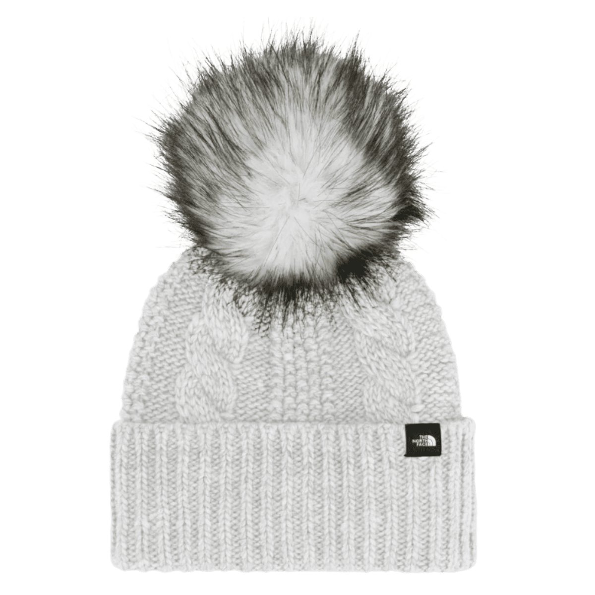 NORTHFACE KID'S OH MEGA FUR POM BEANIE - TNF LIGHT GREY HEATHER FRONT
