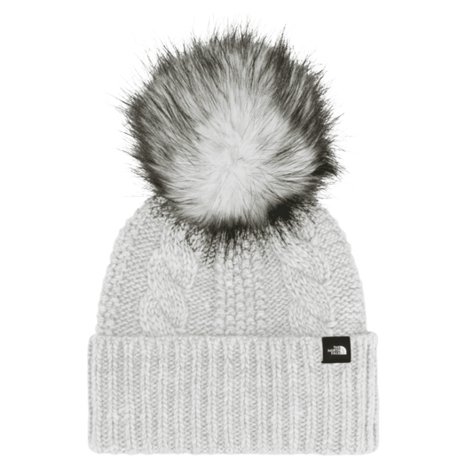 NORTHFACE KID'S OH MEGA FUR POM BEANIE - TNF LIGHT GREY HEATHER FRONT