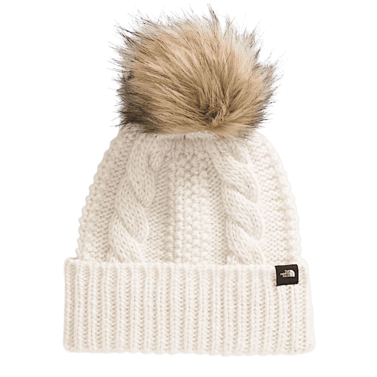 NORTHFACE KID'S OH MEGA FUR POM BEANIE - WHITE DUNE FRONT