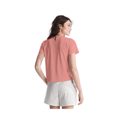 THE NORTH FACE WOMEN'S DUNE SKY FLASHDRY SHORT SLEEVE - LIGHT MAHOGANY - BACK VIEW