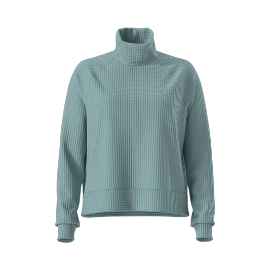 NORTHFACE_WOMEN_LONG_SLEEVE_COTTON_MOCK_NECK_CHABOT_BLUE_ECLIPSE_FRONT