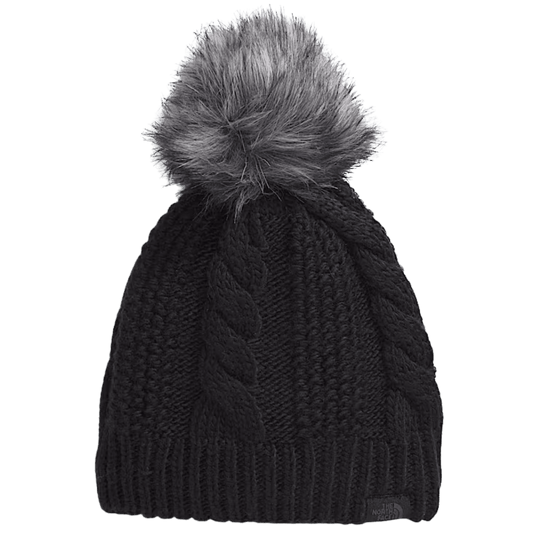 NORTHFACE WOMEN' OH MEGA FUR POM LINED BEANIE - TNF BLACK FRONT