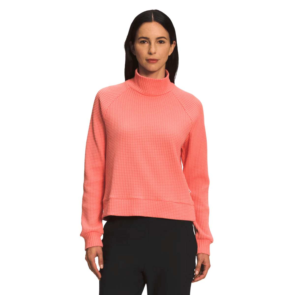 NORTHFACE WOMEN'S LONG SLEEVE MOCK NECK CHABOT - SMOKEY BROWN WW FRONT