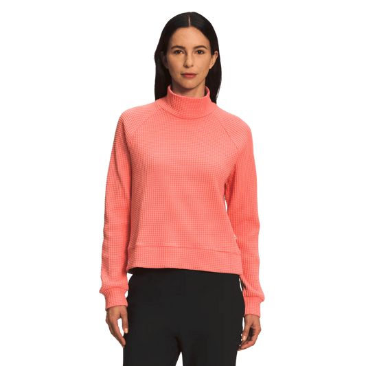 NORTHFACE WOMEN'S LONG SLEEVE MOCK NECK CHABOT - SMOKEY BROWN WW FRONT