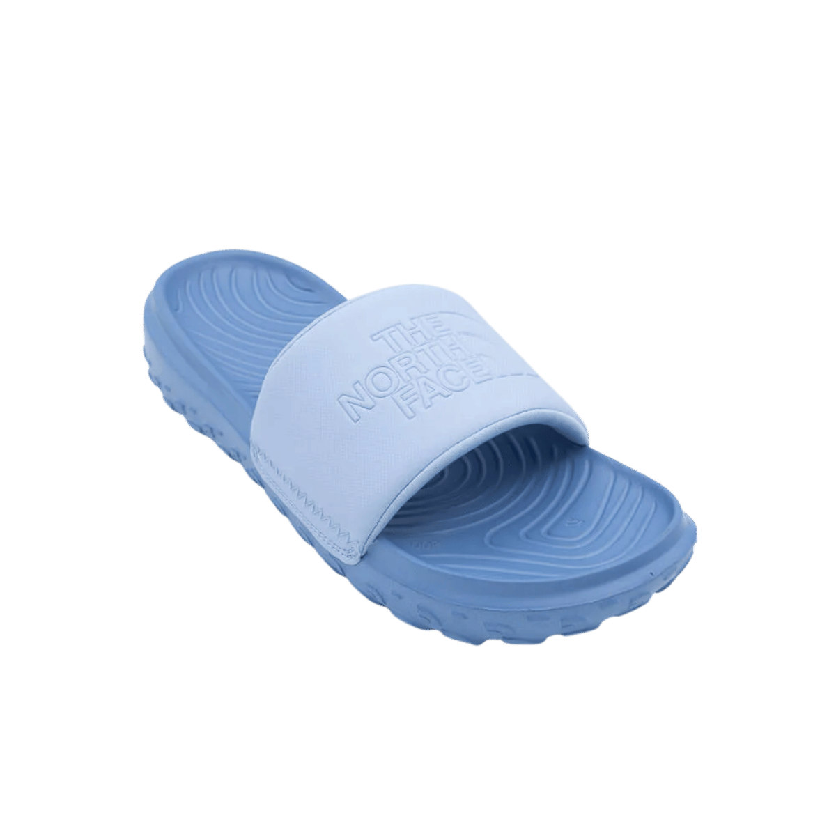 NORTHFACE WOMEN'S NEVER STOP CUSH SLIDE STEEL BLUE FRONT