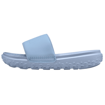 NORTHFACE WOMEN'S NEVER STOP CUSH SLIDE STEEL BLUE SIDE