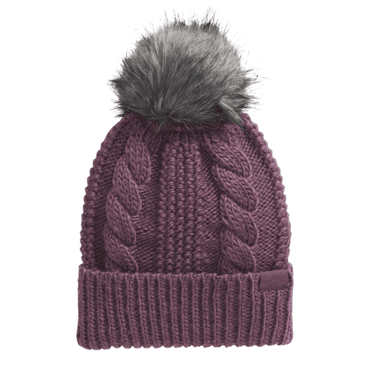 NORTHFACE WOMEN'S OH MEGA FUR POM BEANIE - MAUVE FRONT