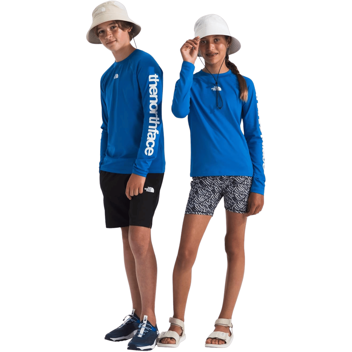 NORTHFACE YOUTH AMPHIBIOUS LONGSLEEVE TEE - HERO BLUE WW FRONT 