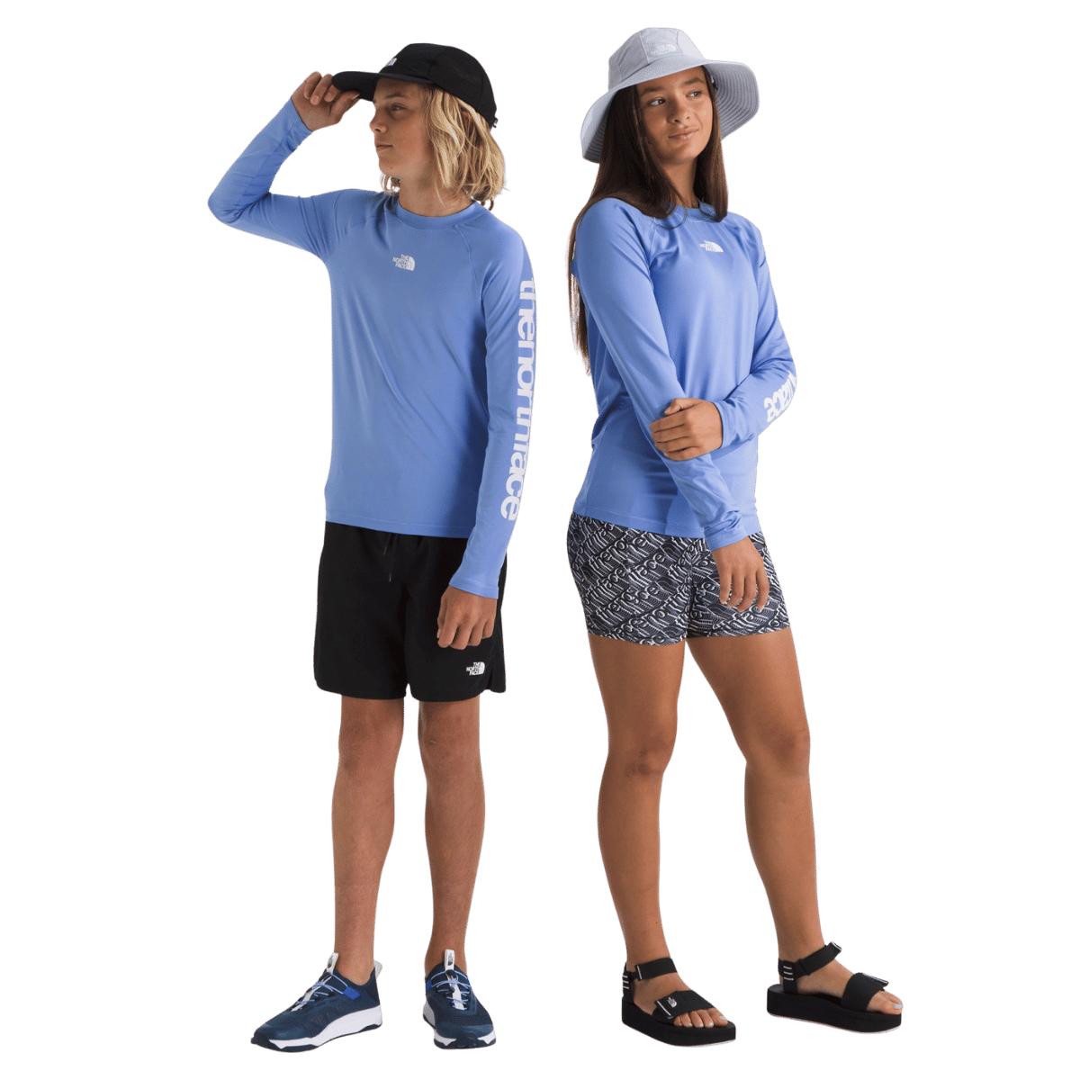 NORTHFACE YOUTH AMPHIBIOUS LONGSLEEVE TEE - VIRTUAL BLUE WW FRONT