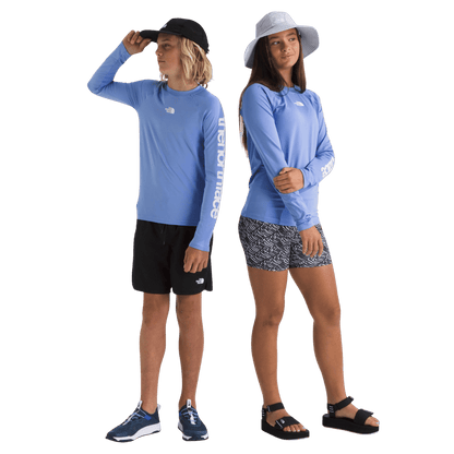 NORTHFACE YOUTH AMPHIBIOUS LONGSLEEVE TEE - VIRTUAL BLUE WW FRONT