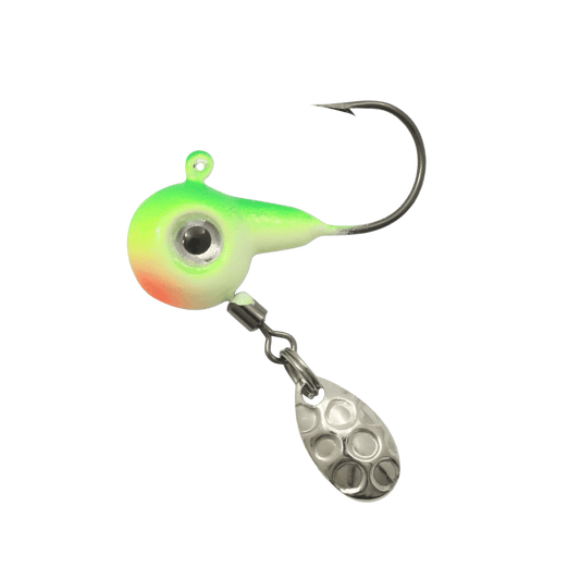 NORTHLAND FIREBALL SPIN JIG GLOW WATERMELON IMAGE