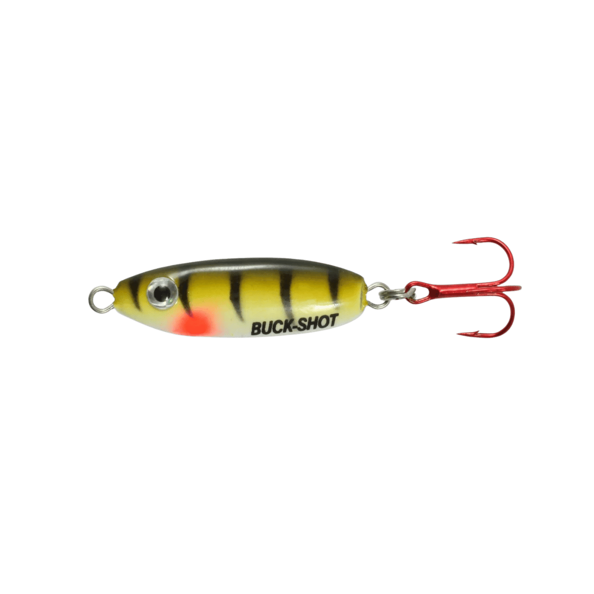 NORTHLAND UV BUCK-SHOT SPOON 1/16oz - GREEN PERCH, SIDE ANGLE
