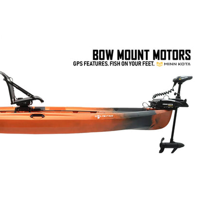NUCANOE UNLIMITED KAYAK - 12'6" - ARMY CAMO with bow mount trolling motor option