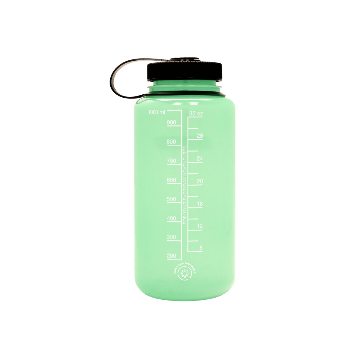 NALGENE WIDE MOUTH SUSTAIN BOTTLE 32OZ - GLOW GREEN - BACK VIEW